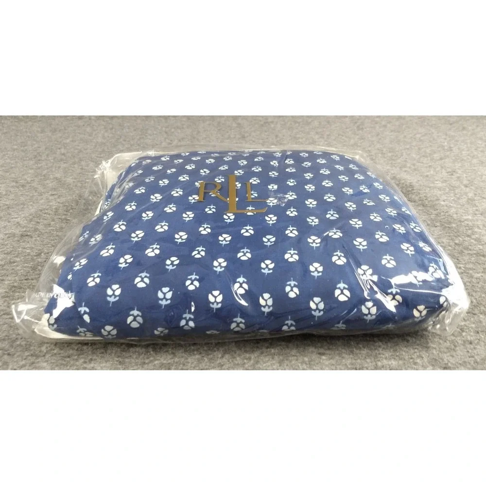Ralph Lauren Cote‎ D'Azur Twin Bedskirt Indigo Blue Floral 100% Cotton USA NEW